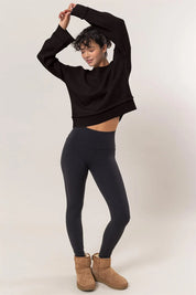 HYFVE Round Neck Dropped Shoulder Ribbed Sweater | Sweaters Daverri Fashions