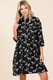 Mittoshop Zebra Print Button Down Shirt Mini Dress | Mini Dresses Daverri Fashions