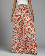 Red High Waisted Abstract Print Boho Palazzo Pants | Pants Daverri Fashions