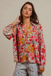 BiBi Woven Floral Printed Shirt Top | Tops Daverri Fashions