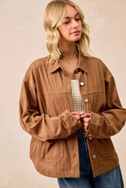 BiBi Corduroy Relaxed Fit Shacket with Back Pleat | Shackets Daverri Fashions