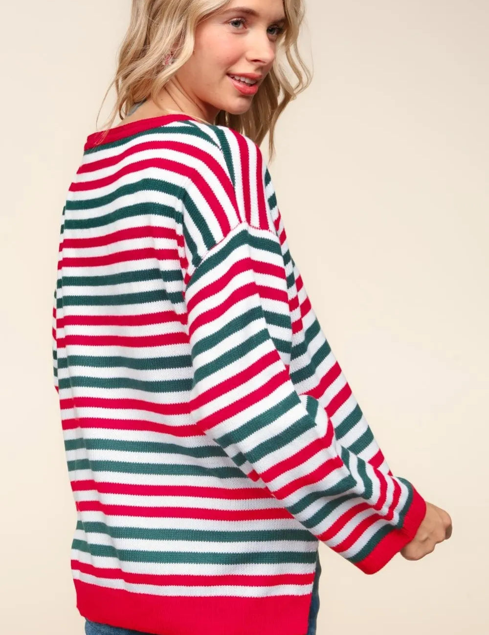 Haptics Full Size Striped Contrast Side Slit Knit Top | Knit Tops Daverri Fashions