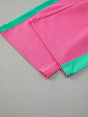 Color Block Round Neck Top and Pants Set | Loungewear Sets Daverri Fashions