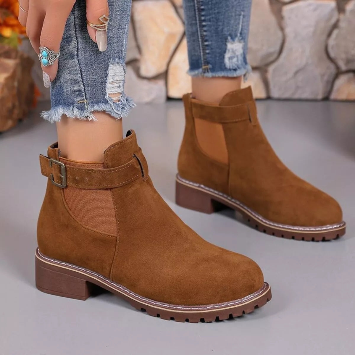 Round Toe Block Heels Boots | Boots Daverri Fashions
