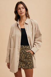 Annie Wear Leopard Denim Mini Skirt | Daverri Fashions