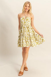HYFVE Floral Print Halter Neck Tiered Mini Dress | Daverri Fashions