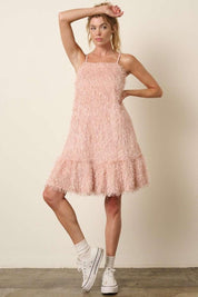 Mittoshop Feather Ruffle Hem Mini Cami Dress | Daverri Fashions