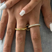 18K Gold-Plated Double Layered Ring | Rings Daverri Fashions
