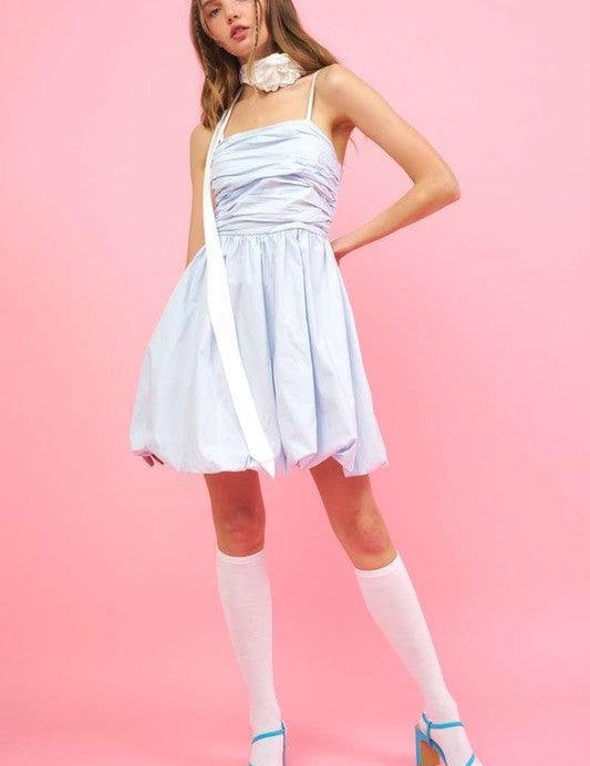 Mittoshop Ruched Detail Bubble Hem Mini Dress | Mini Dresses Daverri Fashions