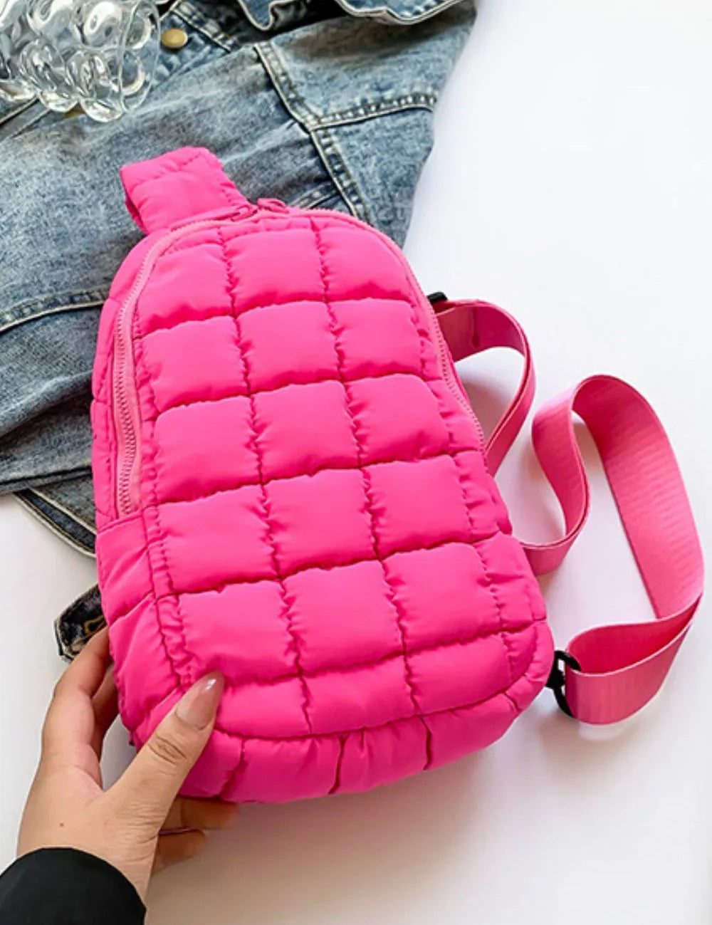 Quilted Nylon Crossbody Bag | Cross Body Bags Daverri Fashions