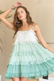 ADORA Swiss Dot Ruffled Tiered Mini Dress | Mini Dresses Daverri Fashions
