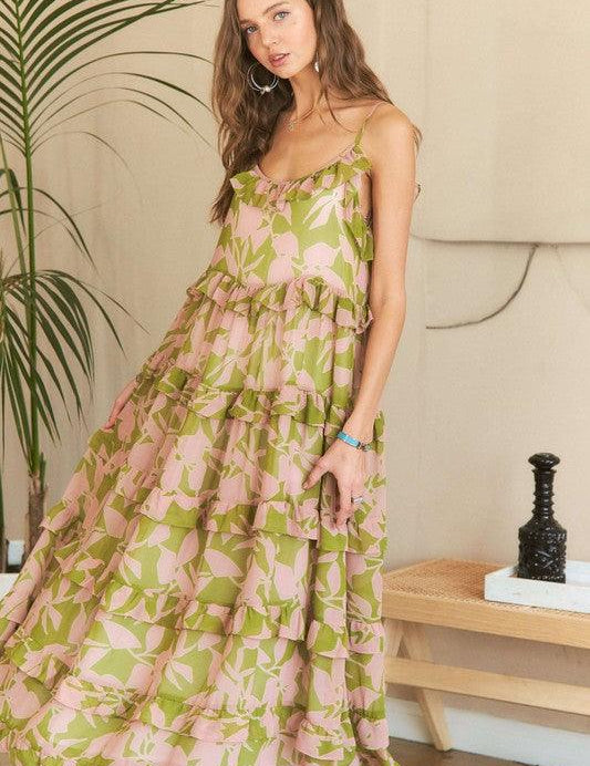 ADORA Ruffled Tiered Scoop Neck Cami Dress | Daverri Fashions