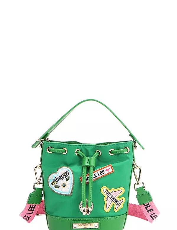 GREEN One Size Color Patch Bucket Bag | Handbags Daverri Fashions