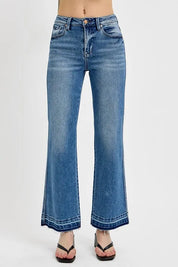 Medium RISEN Full Size Raw Hem Ankle Bootcut Jeans Plus Size | Daverri Fashions