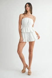 MABLE Floral Eyelet Lace Tube Top and Short Set | Outfit Sets Daverri Fashions
