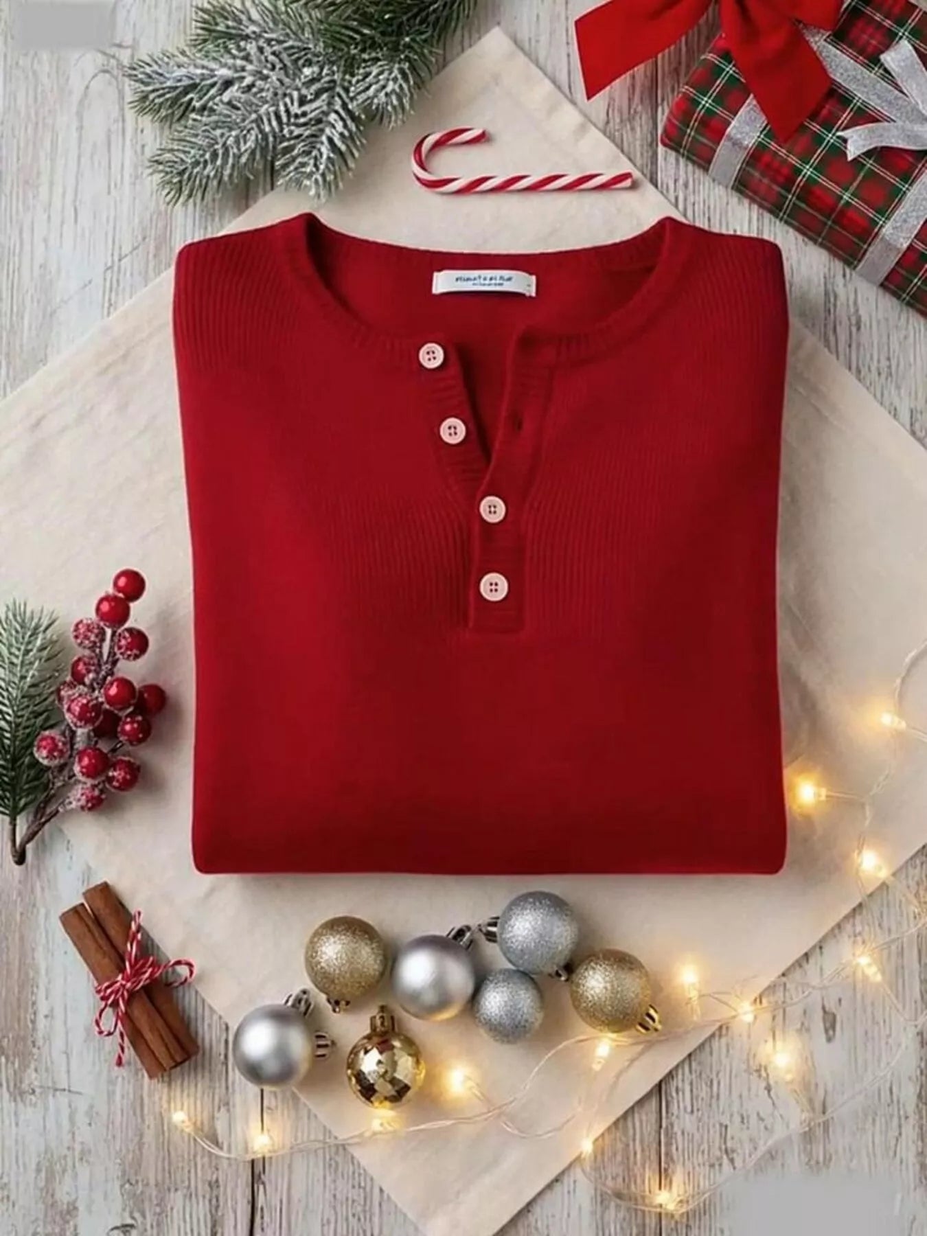 Full Size Half Button Long Sleeve Knit Top Plus Size | Knit Tops Daverri Fashions