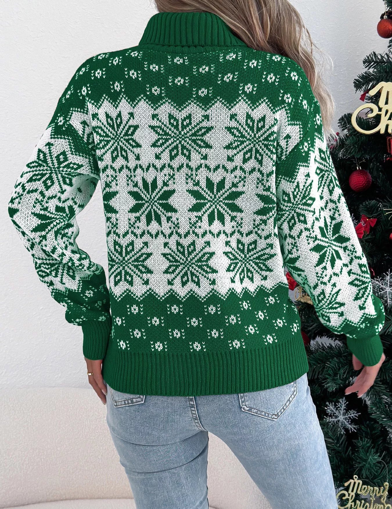 Christmas Snowflake Turtleneck Long Sleeve Sweater | Sweaters Daverri Fashions