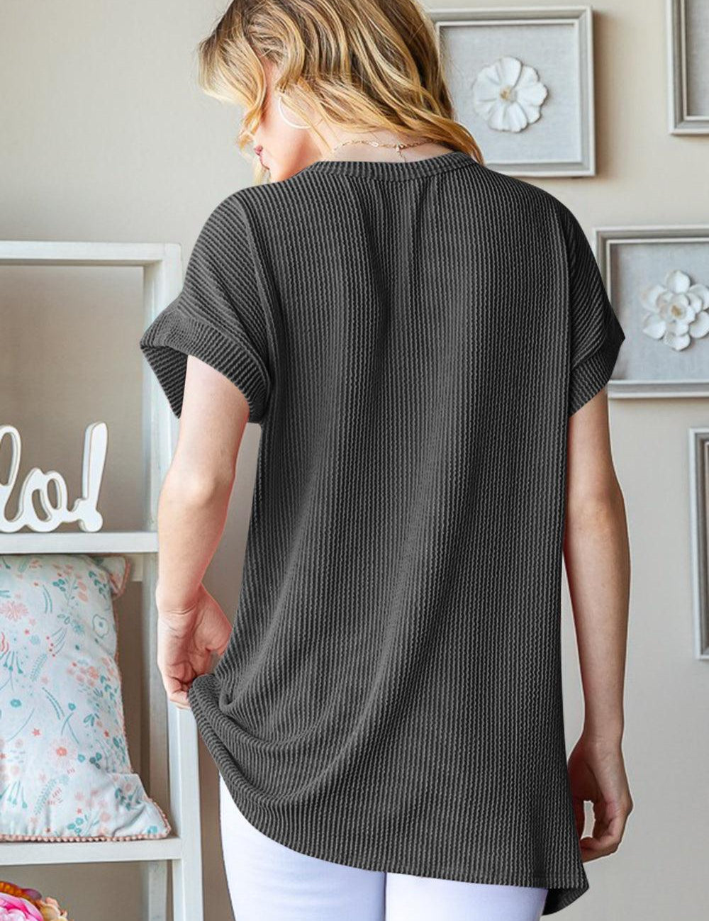 Heimish Full Size USA Graphic Short Sleeve Ribbed Top | Tops Daverri Fashions