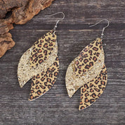 PU Leather Leopard Leaf Earrings | Earrings Daverri Fashions