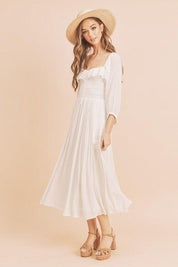 Aemi + Co Ruffled Smocked Square Neck Balloon Sleeve Dress | Mini Dresses Daverri Fashions