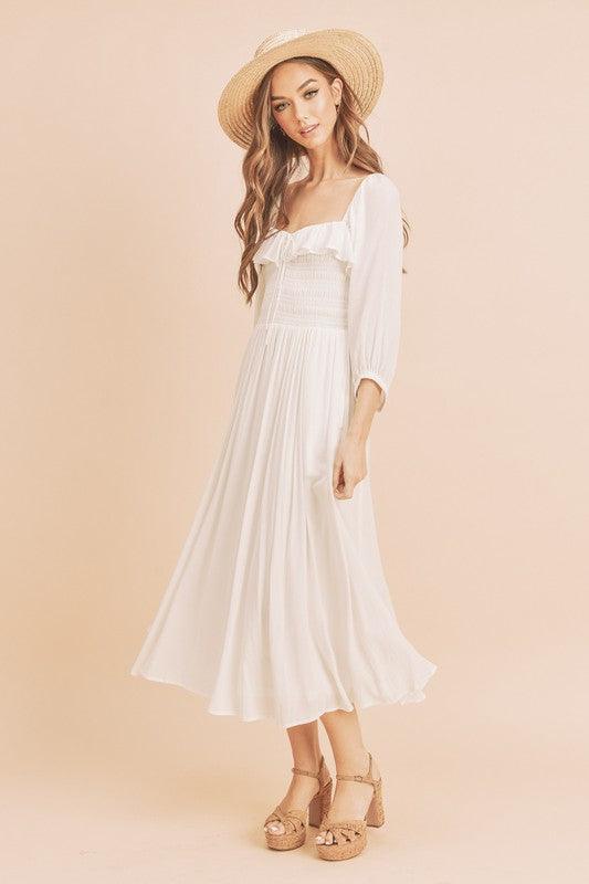Aemi + Co Ruffled Smocked Square Neck Balloon Sleeve Dress | Mini Dresses Daverri Fashions