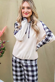 And The Why Drawstring Hooded Top and Plaid Pants Lounge Set | Outfit Sets Daverri Fashions