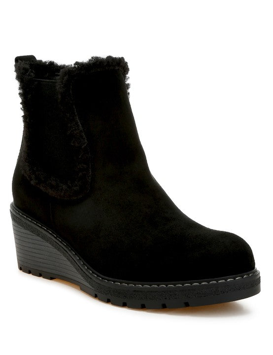 Black US-7 UK-5 EU-38 Thunderhoof Faux Fur Lined Chelsea Boots | Boots Daverri Fashions