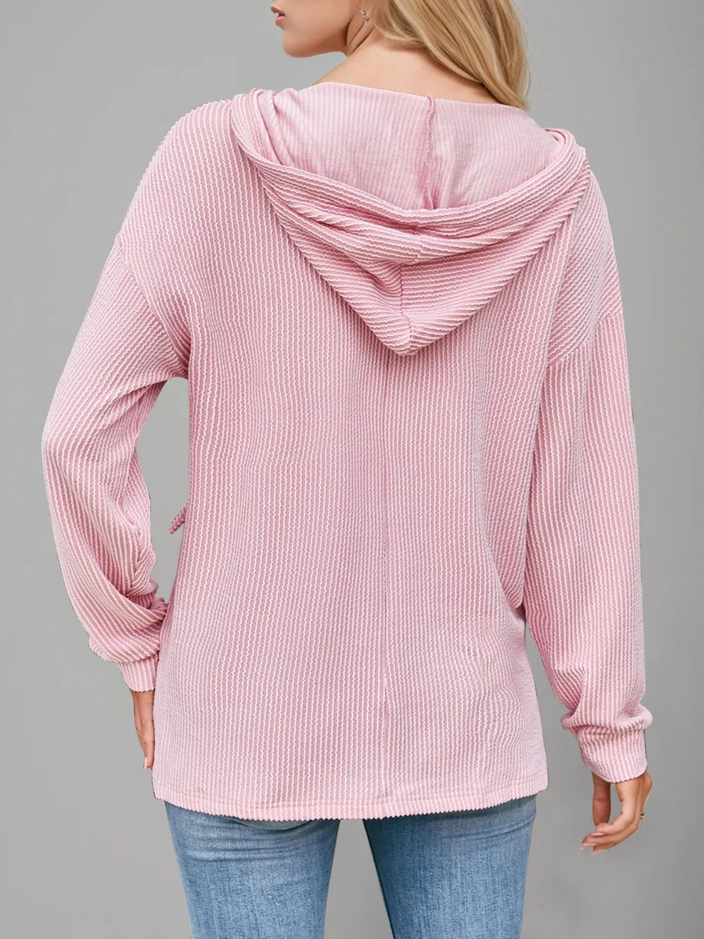 Double Take Drawstring Dropped Shoulder Long Sleeve Hoodie | Hoodies Daverri Fashions