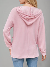 Double Take Drawstring Dropped Shoulder Long Sleeve Hoodie | Hoodies Daverri Fashions