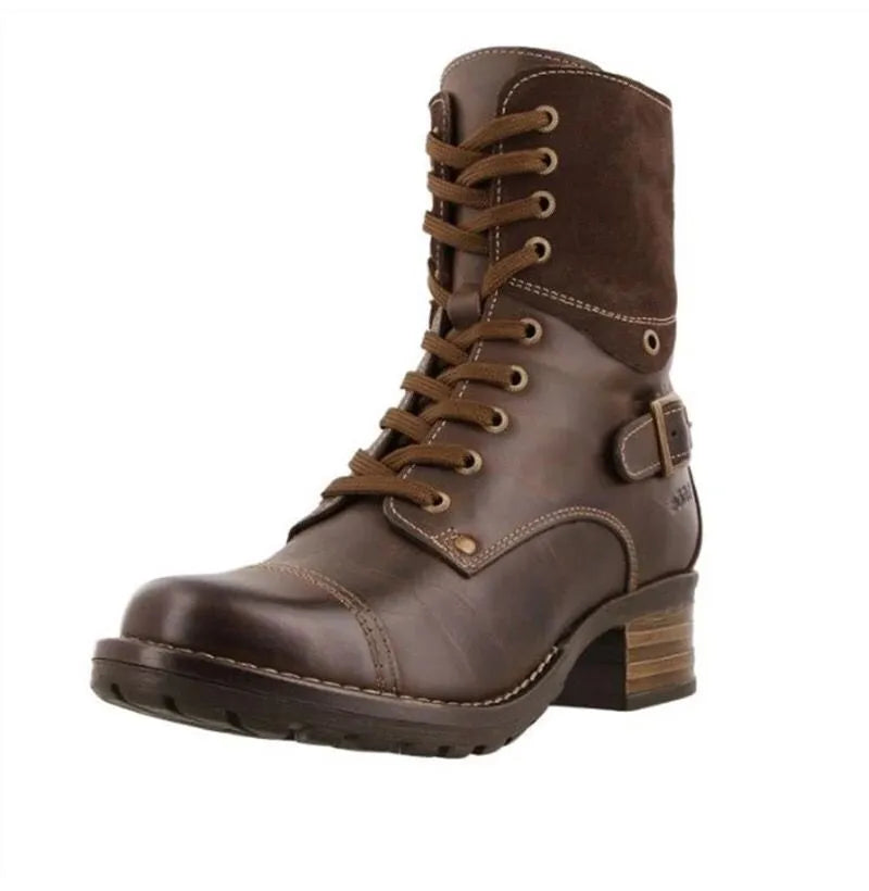 Lace-Up Block Heel Boots | Boots Daverri Fashions