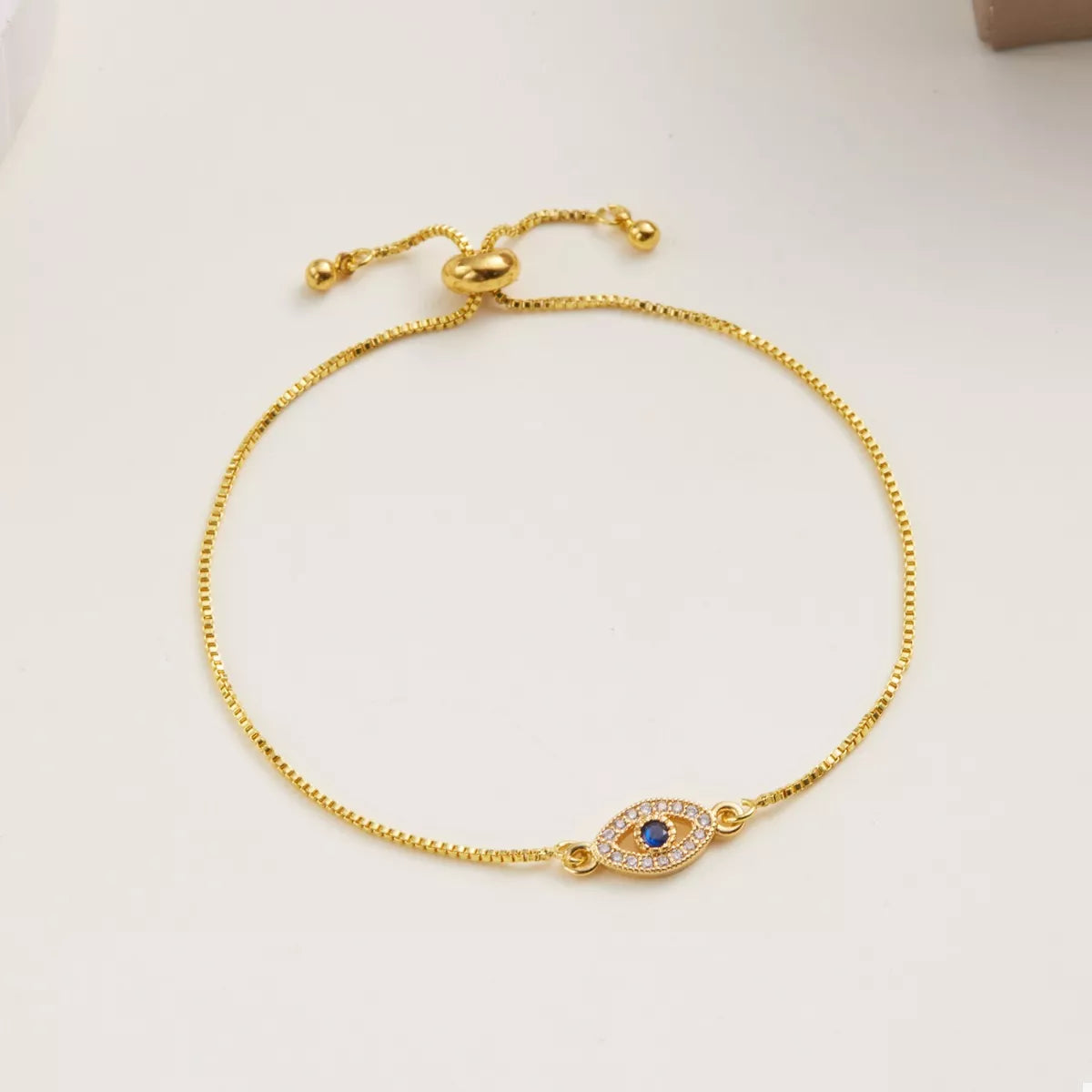 18K Gold-Plated Evil Eye Adjustable Bracelet | Bracelets Daverri Fashions