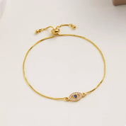 18K Gold-Plated Evil Eye Adjustable Bracelet | Bracelets Daverri Fashions
