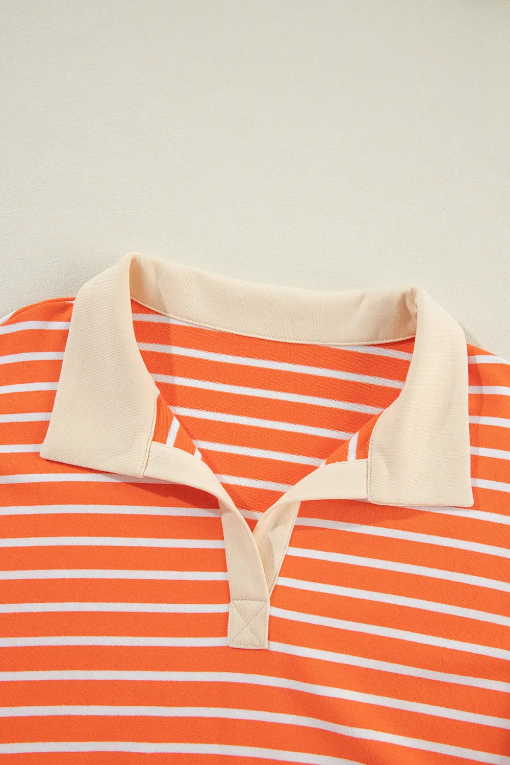 Striped Johnny Collar Long Sleeve Sweatshirt | Sweatshirts Daverri Fashions