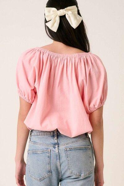 Mittoshop Linen Two-Way Short Sleeve Crop Blouse | Blouses Daverri Fashions