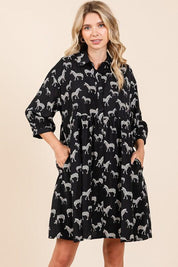 Mittoshop Zebra Print Button Down Shirt Mini Dress | Mini Dresses Daverri Fashions