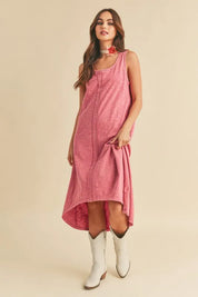 Rose Aemi + Co High-Low Hem Scoop Neck Midi Tank Dress | Daverri Fashions