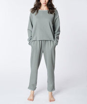 OLIVE RECYCLED COTTON LOUNGEWEAR SET | Outfit Sets Daverri Fashions
