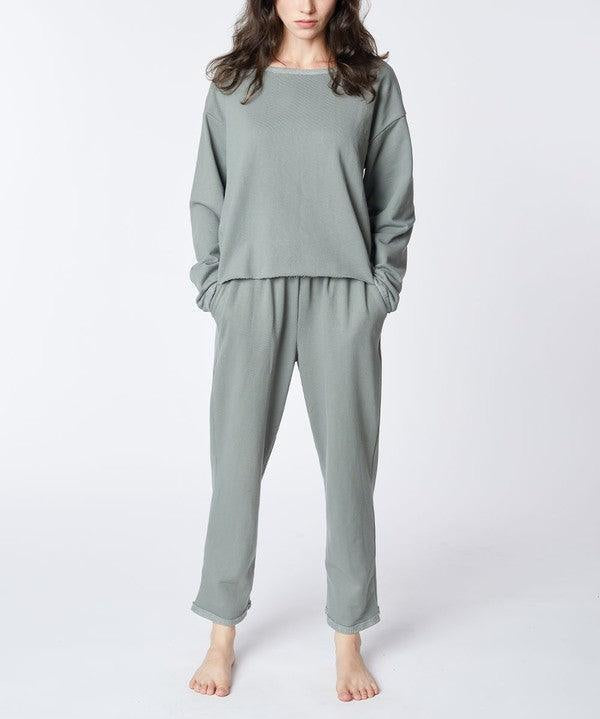 OLIVE RECYCLED COTTON LOUNGEWEAR SET | Outfit Sets Daverri Fashions