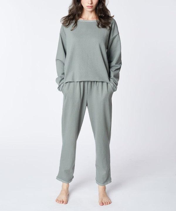 OLIVE RECYCLED COTTON LOUNGEWEAR SET | Outfit Sets Daverri Fashions