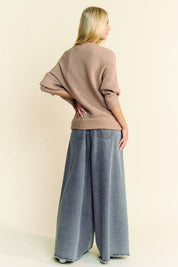 Davi & Dani Round Neck Batwing Sleeve Sweater | Sweaters Daverri Fashions