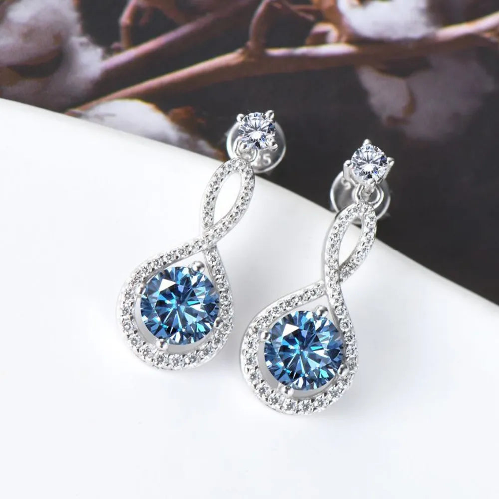 1 Carat Moissanite 925 Sterling Silver Earrings | Earrings Daverri Fashions