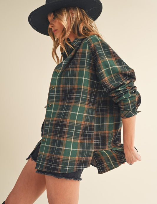 Green Katie Flannel Shirt | Shirts Daverri Fashions