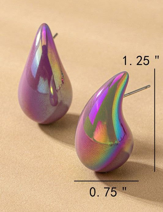 Puffy Hollow Teardrop Earrings | Earrings Daverri Fashions