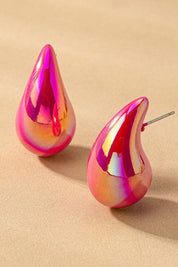 Puffy Hollow Teardrop Earrings | Earrings Daverri Fashions