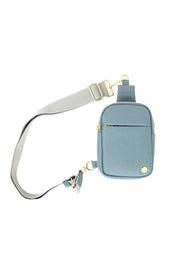 STEELE BLUE 1 Pebbled Vegan Leather Phone Case Crossbody Belt Bag | Handbags Daverri Fashions