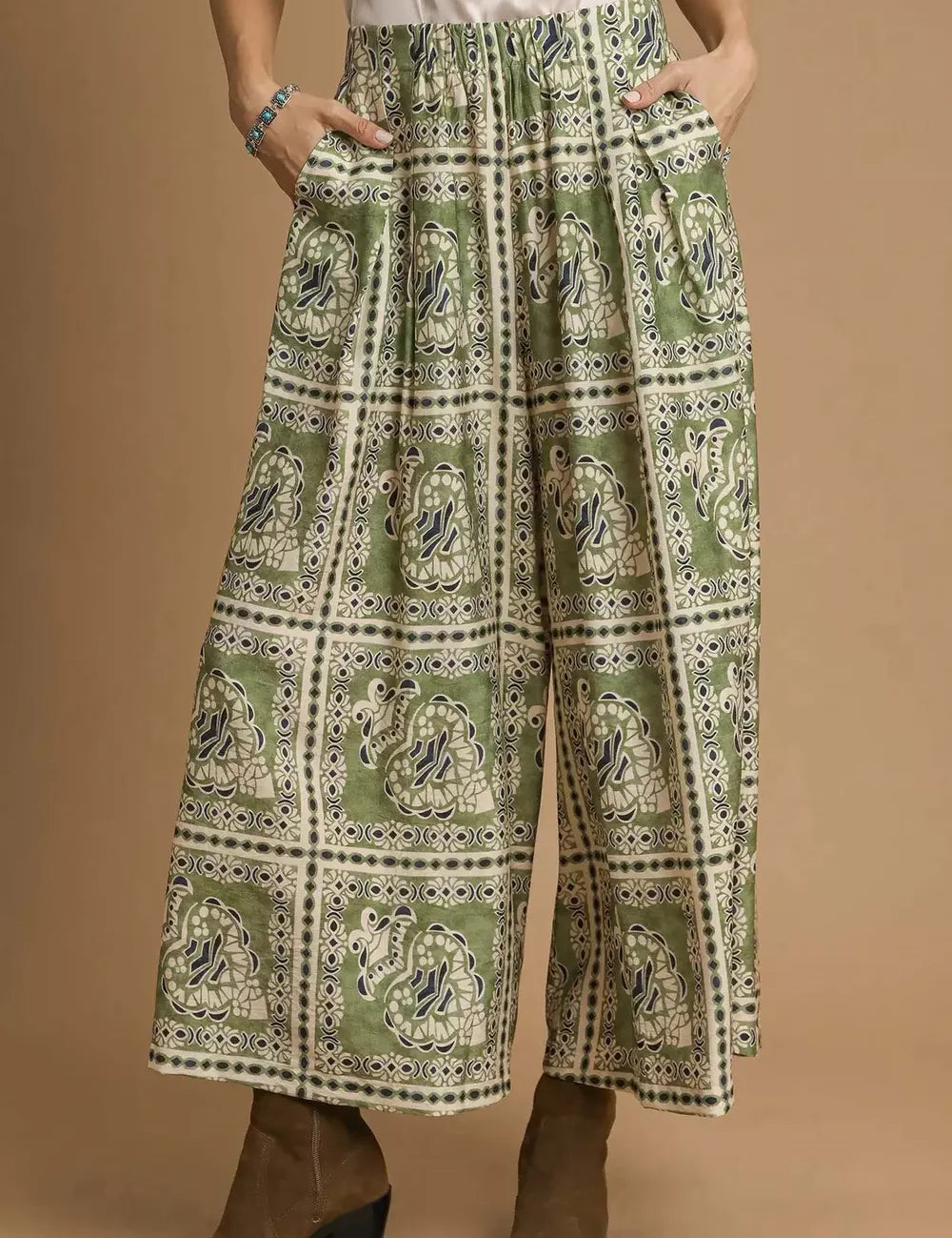 Sage Umgee Bohemian Print Pants with Pockets | Pants Daverri Fashions