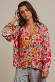 BiBi Woven Floral Printed Shirt Top | Tops Daverri Fashions