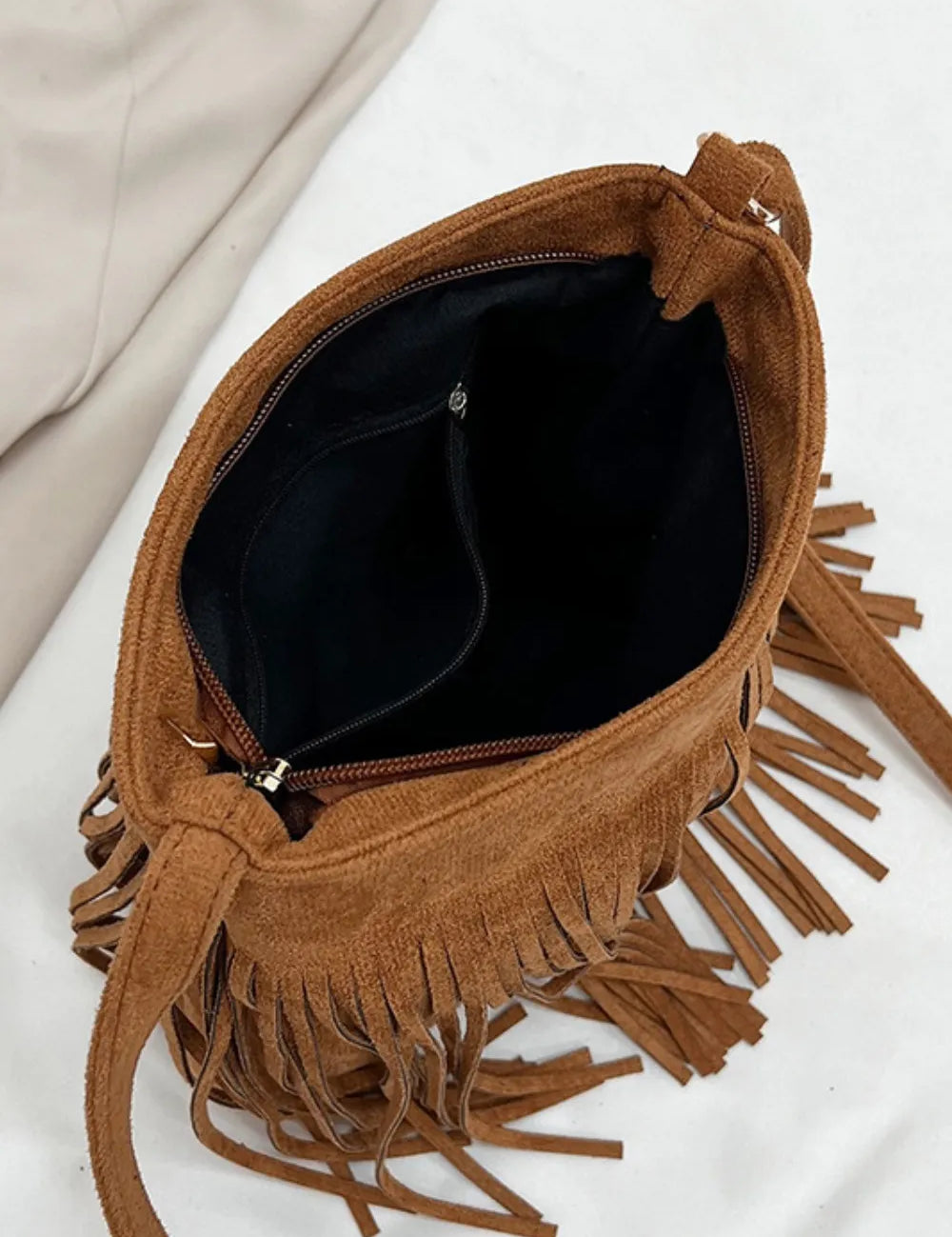 Suede Fringe Shoulder Bag | Handbags Daverri Fashions