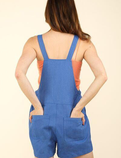 VERY J Adjustable Suspender Overalls with Pockets | Shortalls Daverri Fashions
