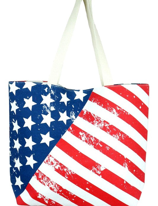 AS PREVIEW O S USA Flag Print Canvas Tote Bag | Tote Bags Daverri Fashions